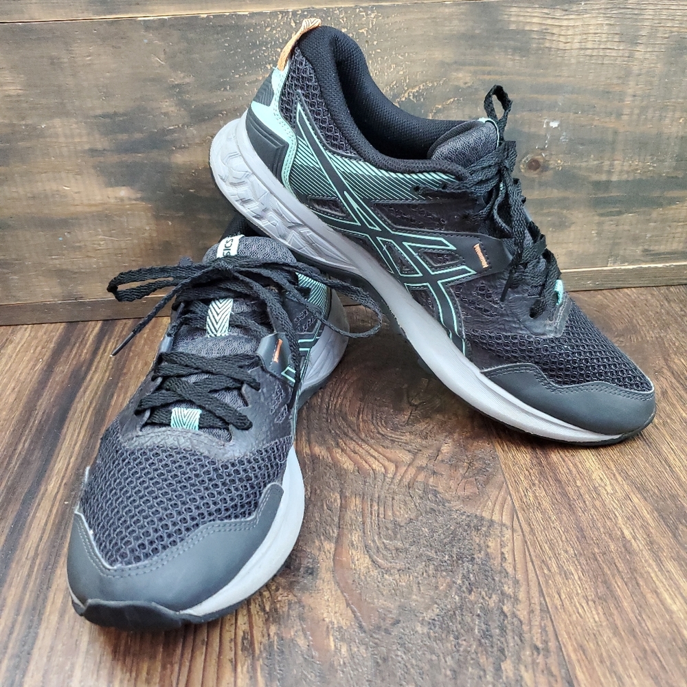 ASICS GEL-Sonoma 5 Black/gray/Teal Trail Running Shoes 1012A568 Womens Sz 9.5 M